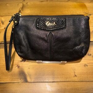 Vintage Coach Ashley Leather Wristlet Wallet Snake Embossed Trim Zip Clutch Y2K